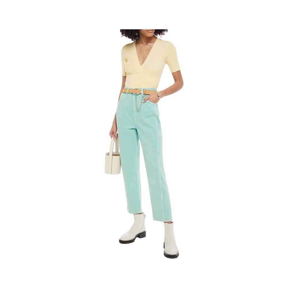 Sandro Paris Mickey Mint Green Mom Jean Baggy Straight FR 40 US 8/10 NWT FLAWED